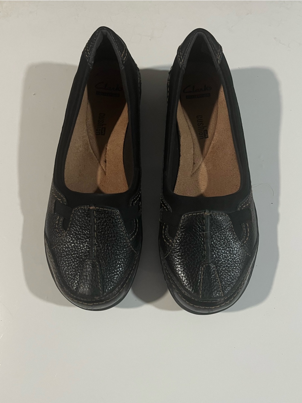 Clarks Black Textured Leather Comfort Loafers